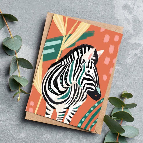 Grazing Zebra Cat Greeting Cards - Pack of 6