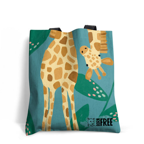 Born Free - The Curious Giraffe Edge-to-Edge Tote Bag