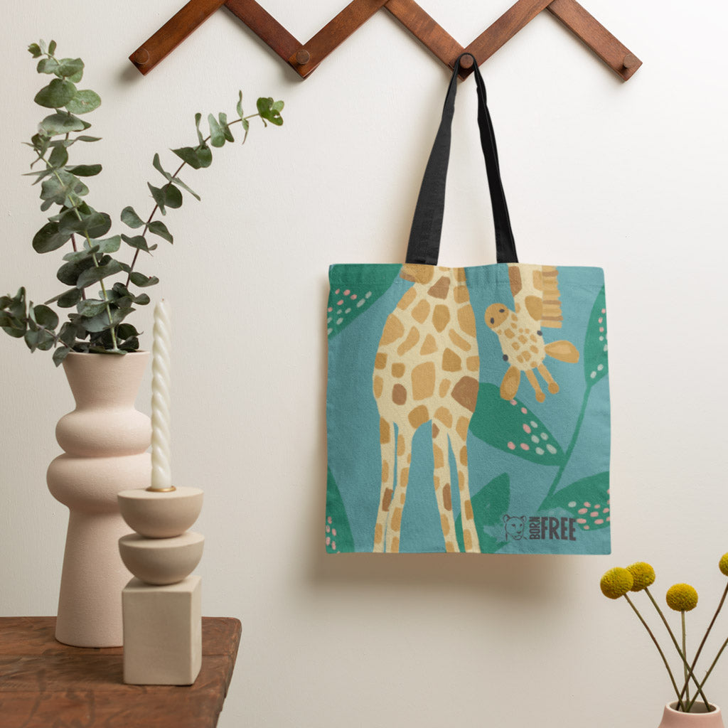 Born Free - The Curious Giraffe Edge-to-Edge Tote Bag