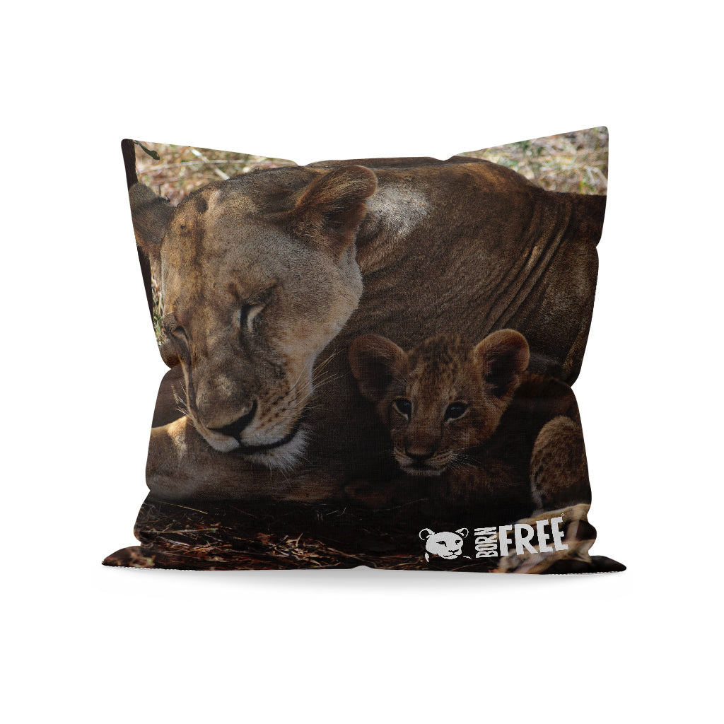 Lioness & Cub Organic Cushion - Born Free Photography