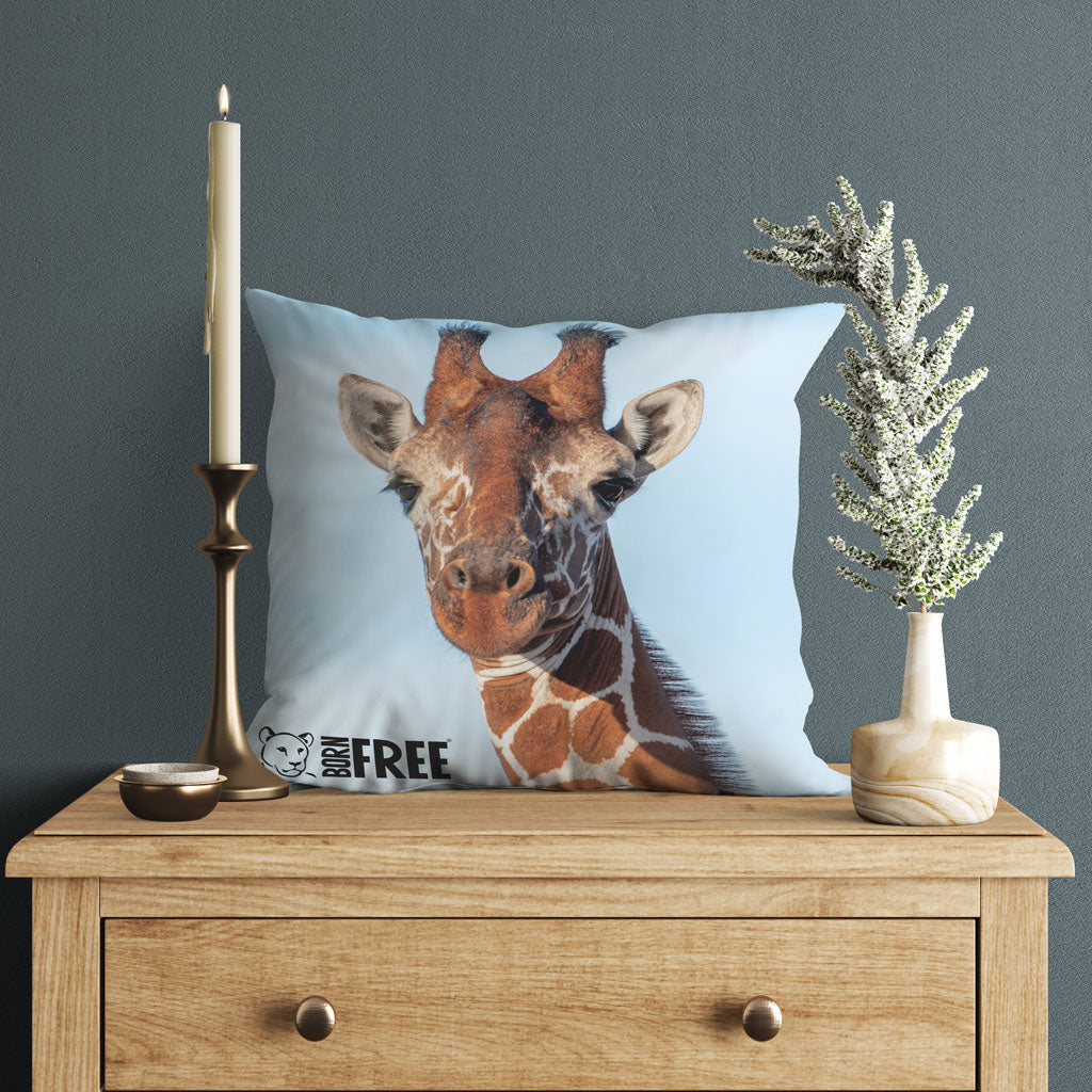 Close up Giraffe Organic Cushion - Born Free Photography