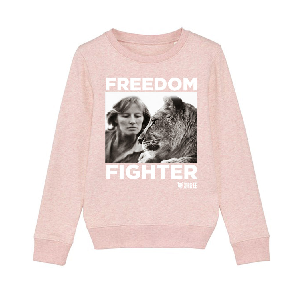 Freedom Fighter Dame Virginia and Girl White Print Sweatshirt