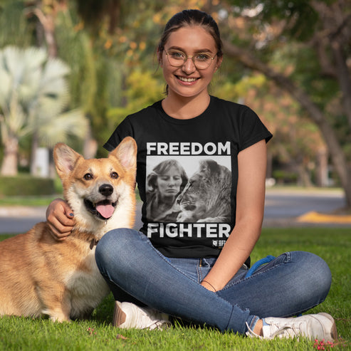 Freedom Fighter - Dame Virginia and Girl Close Up T-Shirt by Born Free