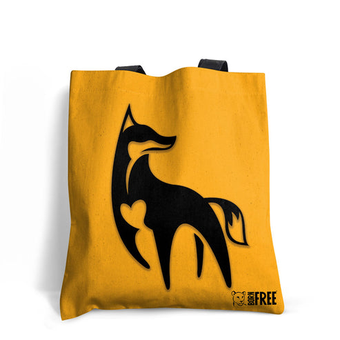 Ethiopian Wolf - Black on Orange Edge-to-Edge Tote Bag