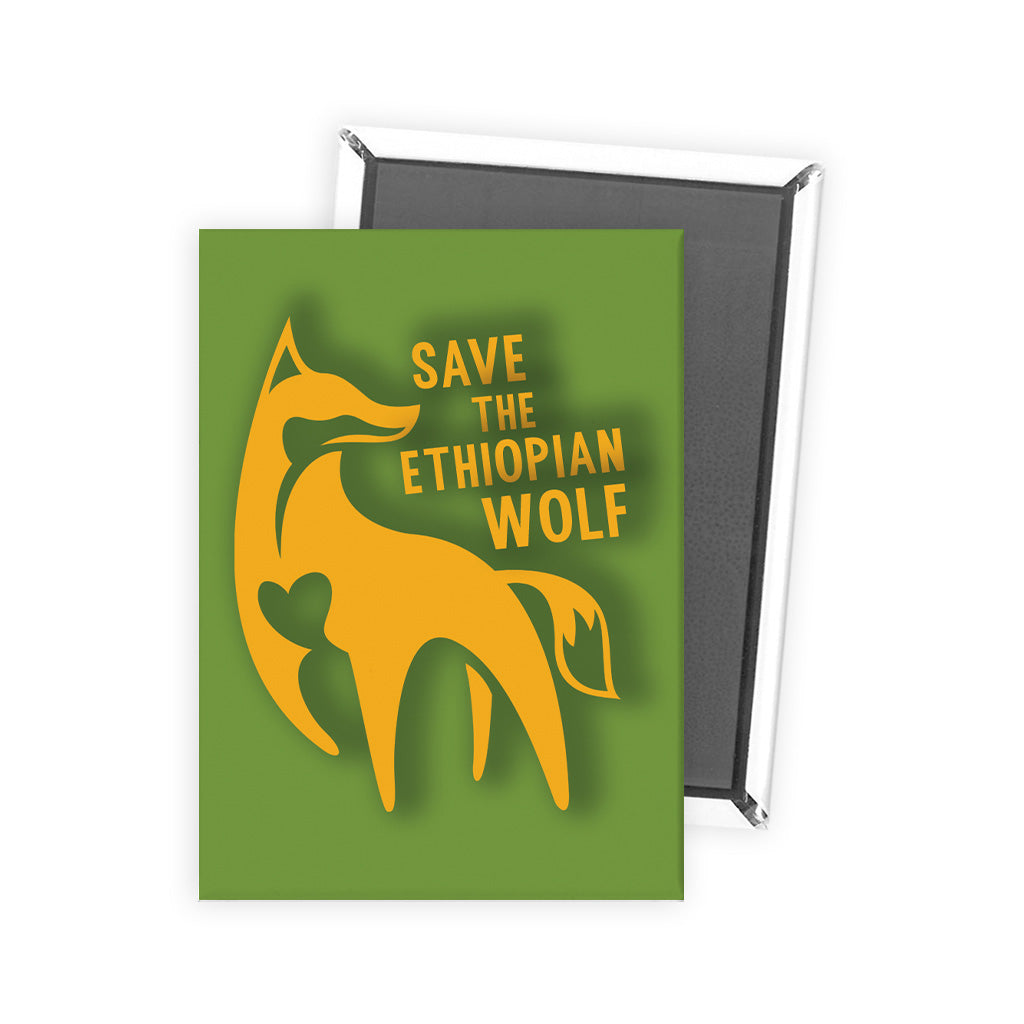 Ethiopian Wolf - Orange on Green Magnet