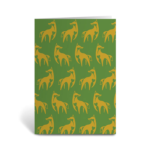 Ethiopian Wolf - Orange on Green Repeat Greeting Cards - Pack of 6