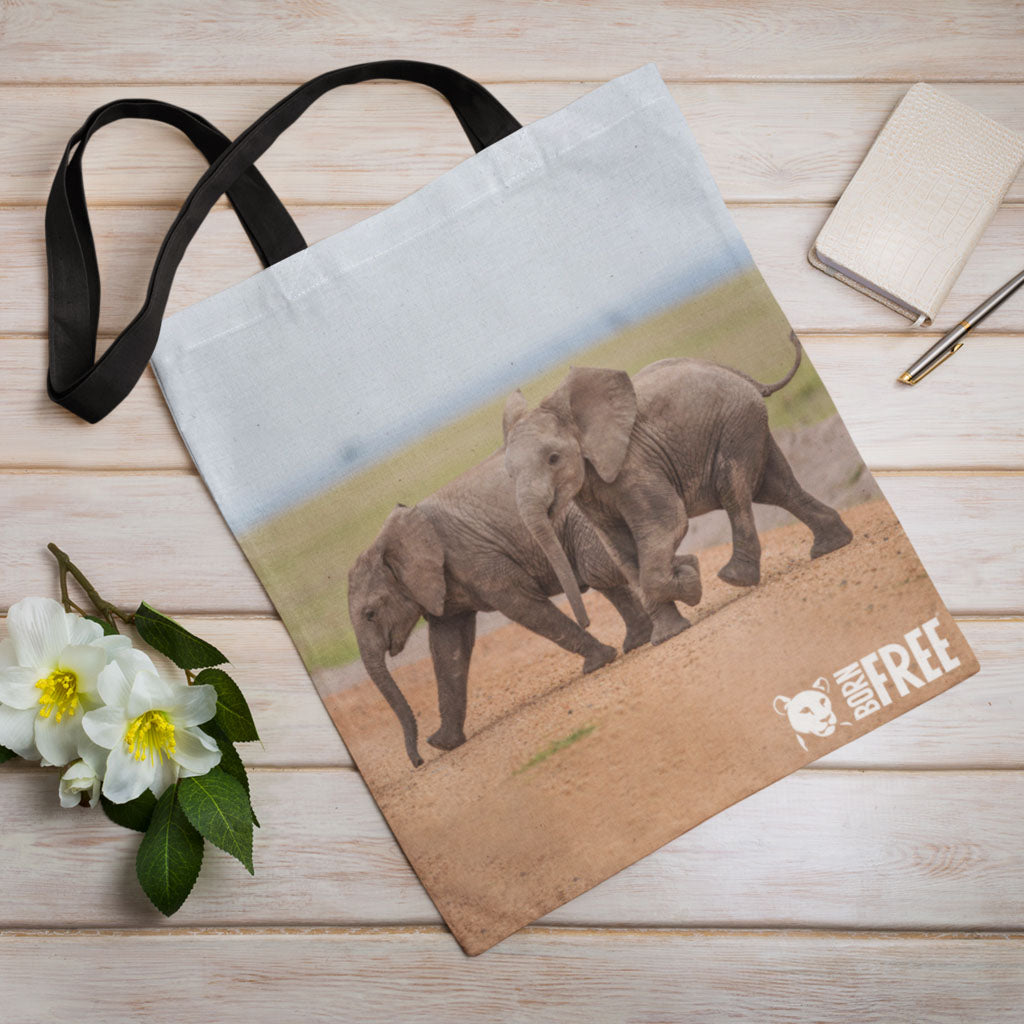 Born Free Baby Elephant Edge-to-Edge Tote Bag