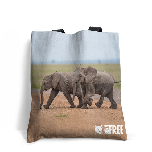Born Free Baby Elephant Edge-to-Edge Tote Bag