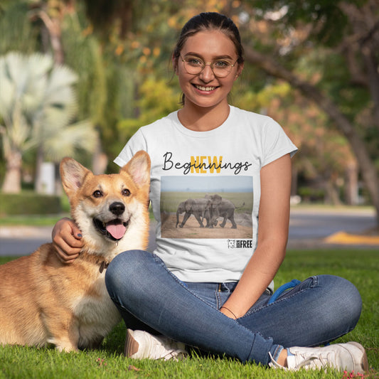 New Beginnings Elephant Calf T-Shirt by George Logan