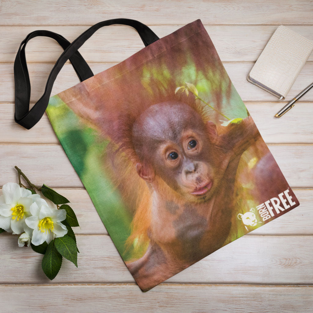 Born Free Baby Orangutan Edge-to-Edge Tote Bag