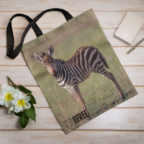 Born Free Zebra Foal Edge-to-Edge Tote Bag